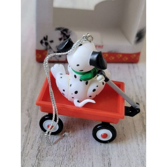 Enesco Dalmatian 101 Merry Xmas puppy wagon ornament - Picture 5 of 7
